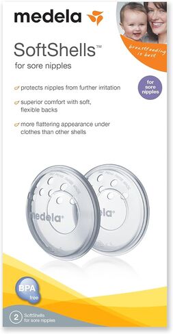 Medela SoftShells Breast Shells for Sore Nipples for Pumping or Breastfeeding, Discreet Breast Shells, Flexible and Easy to Wear, Made Without BPA in Saudi Arabia