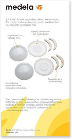 Medela SoftShells Breast Shells for Sore Nipples for Pumping or Breastfeeding, Discreet Breast Shells, Flexible and Easy to Wear, Made Without BPA in Saudi Arabia