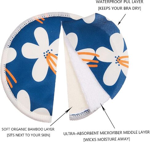 Organic Bamboo Nursing Pads for Breastfeeding - 10 Washable Pads + Wet Bag +Wash Bag, Super Absorbent Breast Pads Nipple Pads for Breastfeeding Reusable Breast Pads for Breastfeeding(Large 4.7") in Saudi Arabia