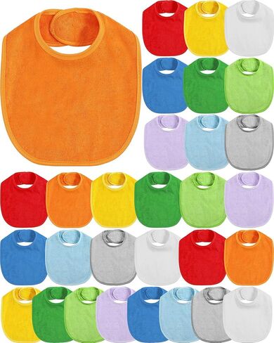 JaGely 30 Pack Baby Muslin Bandana Drool Bibs for Boys Girls Multicolor Solid Terry Cotton Unisex Waterproof Feeder with Fiber Filling Adjustable Newborn Teething and Drooling in Saudi Arabia