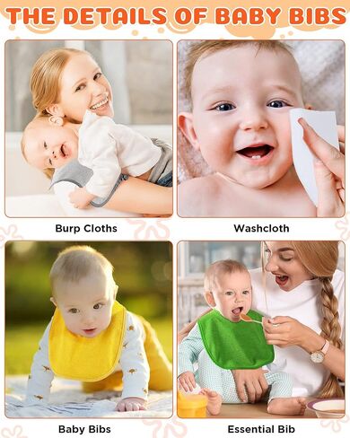 JaGely 30 Pack Baby Muslin Bandana Drool Bibs for Boys Girls Multicolor Solid Terry Cotton Unisex Waterproof Feeder with Fiber Filling Adjustable Newborn Teething and Drooling in Saudi Arabia