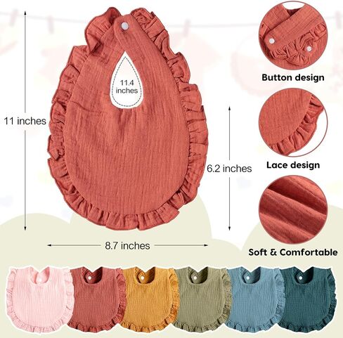 Newcotte 12 Pcs Baby Muslin Bibs and Burp Cloths Set, Cotton Absorbent Baby Bibs for Girls Boys Unisex Burping Cloths for Babies Drooling Bibs Newborn Teething Bibs Soft Adjustable Baby Drool Bibs in Saudi Arabia