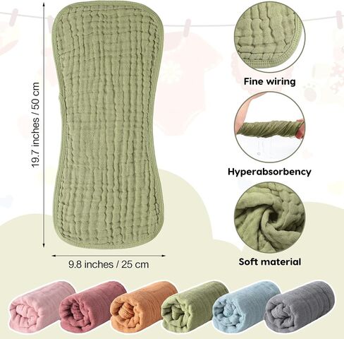 Newcotte 12 Pcs Baby Muslin Bibs and Burp Cloths Set, Cotton Absorbent Baby Bibs for Girls Boys Unisex Burping Cloths for Babies Drooling Bibs Newborn Teething Bibs Soft Adjustable Baby Drool Bibs in Saudi Arabia