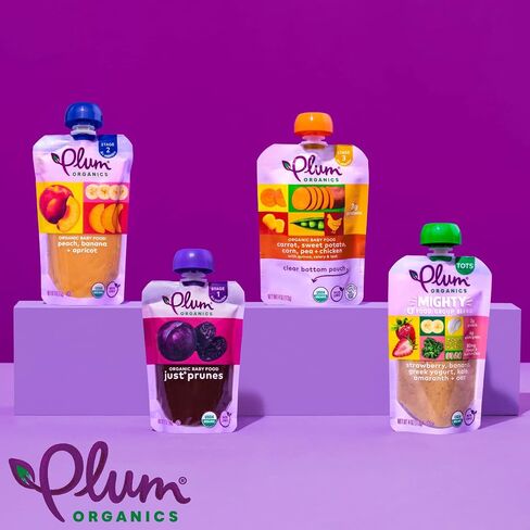 Plum Organics Mighty 4 Organic Toddler Food - Pear, Cherry, Blackberry, Strawberry, Black Bean, Spinach, and Oat - 4 oz Pouch - Organic Fruit and Vegetable Toddler Food Pouch in Saudi Arabia