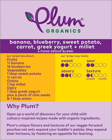 Plum Organics Mighty 4 Organic Toddler Food - Pear, Cherry, Blackberry, Strawberry, Black Bean, Spinach, and Oat - 4 oz Pouch - Organic Fruit and Vegetable Toddler Food Pouch in Saudi Arabia