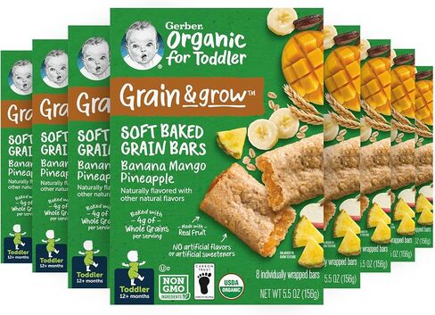 Gerber Toddler Apple Cinnamon Soft Baked Grain Bars, 8 Pack | Toddler snack; apple cinnamon soft baked grain bars; 8 x 5.5 oz boxes in Saudi Arabia