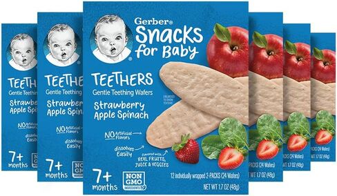 Gerber Strawberry Apple Spinach Teething Wafers, 6 Pack in Saudi Arabia