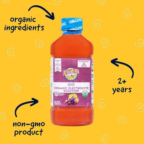 Earth's Best Organic Toddler Drink, Organic Electrolyte Solution for Children 2 Years and Older, Organic Apple Citrus Drink with Zinc, 1 Liter Bottle (Pack of 4) in Kuwait