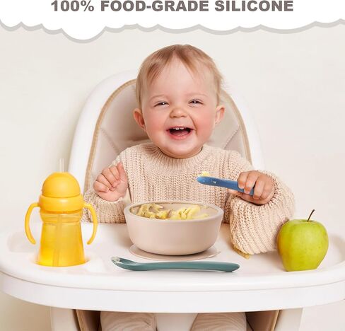 VITEVER 3 Pack Silicone Baby Bowls with Suction, Food Grade Silicone Toddler Bowls with Lids and Spoons, First Stage Set, BPA Free, Dishwasher, Microwave & Freezer Safe in Saudi Arabia
