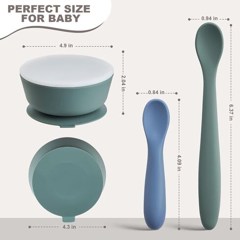 VITEVER 3 Pack Silicone Baby Bowls with Suction, Food Grade Silicone Toddler Bowls with Lids and Spoons, First Stage Set, BPA Free, Dishwasher, Microwave & Freezer Safe in Saudi Arabia