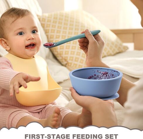 VITEVER 3 Pack Silicone Baby Bowls with Suction, Food Grade Silicone Toddler Bowls with Lids and Spoons, First Stage Set, BPA Free, Dishwasher, Microwave & Freezer Safe in Saudi Arabia