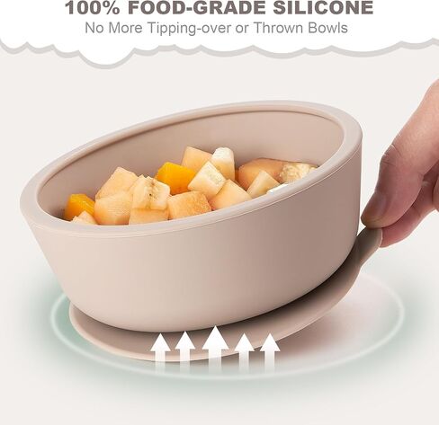 VITEVER 3 Pack Silicone Baby Bowls with Suction, Food Grade Silicone Toddler Bowls with Lids and Spoons, First Stage Set, BPA Free, Dishwasher, Microwave & Freezer Safe in Saudi Arabia
