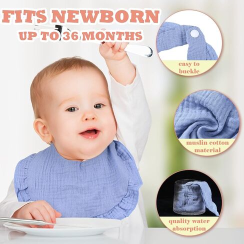 Seematn 10 Pcs Baby Muslin Bibs for Unisex Girls & Boys Drool Bibs Bandana Ruffle Soft Cotton for Newborn Infants Toddlers(White) in Saudi Arabia