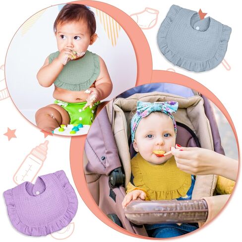 Seematn 10 Pcs Baby Muslin Bibs for Unisex Girls & Boys Drool Bibs Bandana Ruffle Soft Cotton for Newborn Infants Toddlers(White) in Saudi Arabia