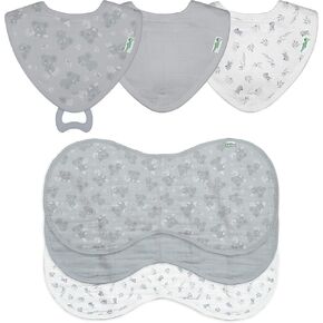 green sprouts Muslin Stay-dry Bandana Teether Bibs made from Organic Cotton (3 pack) | Soothes gums & protects from drool | Machine washable, sterilizer safe, Made without BPA in Saudi Arabia