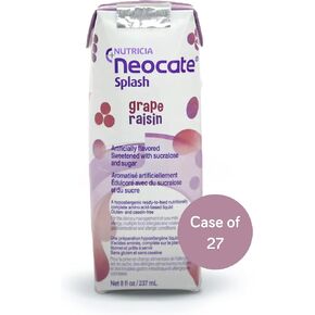 Neocate Splash - Ready-to-Feed Hypoallergenic Amino Acid-Based Toddler and Junior Formula - Grape - 8 Fl Oz Box (Case of 27)
