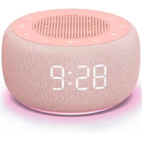 Buffbee Sound Machine & Alarm Clock 2-in-1, 0-100% Clock Face Brightness, Bottom Colored Light, Sleep Timer, Precise 30-Level Volume Control White Noise Machine, Alarm Clocks for Bedrooms - Green