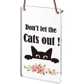 Cute Don't Let The Cats Out Sign, Funny Doorbell Sign for Cat House, Cat Home, Cute Cat Decor for Cat Lovers, Cat Mom, Cat Gifts for Cat Lovers, Pet Lovers, WAP7 in Saudi Arabia