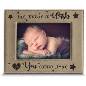 BELLA BUSTA- We made a Wish & You Came True- Baby Picture Frame- Baby shower - Baby Mother's Day -Father's Day -Engraved Leather Picture Frame (4 x 6 Horizontal) in Kuwait