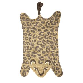 Crane Baby Safari Nursery and Toddler Room Décor, Wool Floor Rug for Boys and Girls, Leopard Shape, 23" x 36"