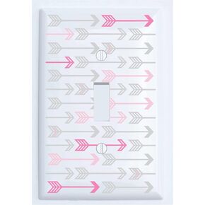 Single Toggle Pink, and Grey Arrow Print Light Switch Plate Covers/Arrows Woodland Forest Nursery Wall Decor for Baby Girls (Single Toggle) in Kuwait