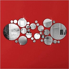 DIY Mirror Wall Sticker, OMGAI Removable Round Acrylic Mirror Decor of Self Adhesive Circle for Art Window Wall Decal Kitchen Home Decoration, 30Pcs in Saudi Arabia
