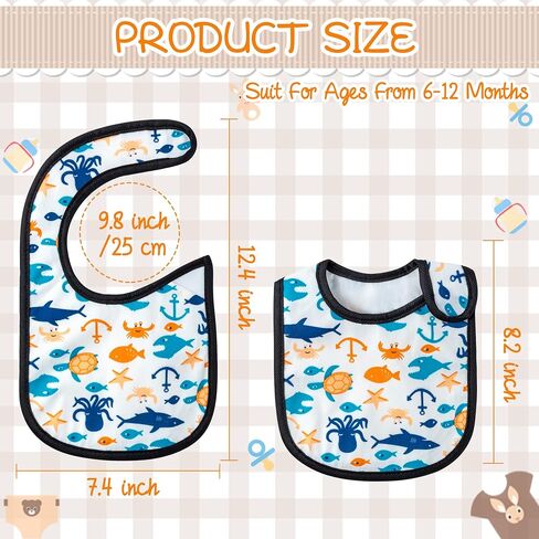 7Pcs Cotton Waterproof Baby Bibs Hook Loop Closure Newborn Bib Keepsake Baby Gift for Drooling Feeding Eating in Saudi Arabia
