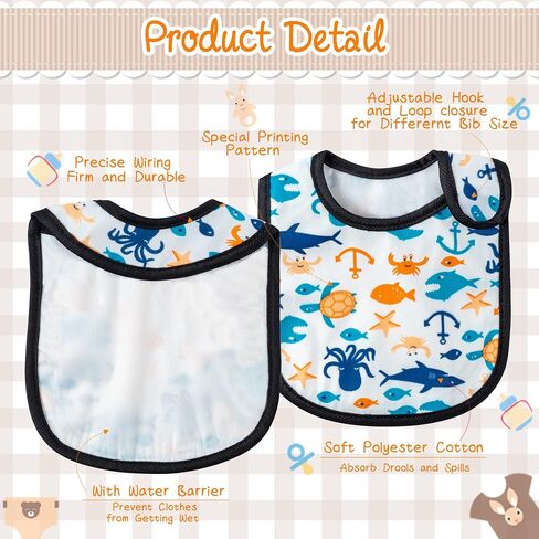 7Pcs Cotton Waterproof Baby Bibs Hook Loop Closure Newborn Bib Keepsake Baby Gift for Drooling Feeding Eating in Saudi Arabia