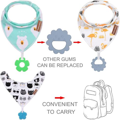 Baby Bandana Drool Bibs 6-Pack and Teething Toys 6-Pack Made with 100% Organic Cotton, Absorbent and Soft Unisex in Kuwait