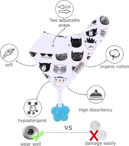 Baby Bandana Drool Bibs 6-Pack and Teething Toys 6-Pack Made with 100% Organic Cotton, Absorbent and Soft Unisex in Kuwait