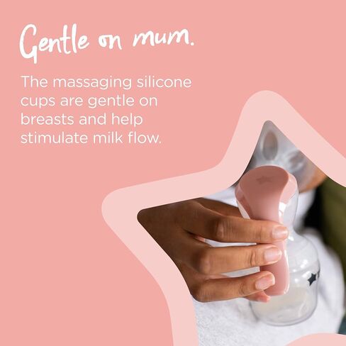 Tommee Tippee Made for Me Single Manual Breast Pump, Strong Suction, Soft Feel, Ergonomic Handle, Portable and Quiet Breastmilk Pump, Baby Bottle Included in Saudi Arabia