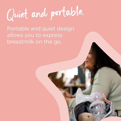 Tommee Tippee Made for Me Single Manual Breast Pump, Strong Suction, Soft Feel, Ergonomic Handle, Portable and Quiet Breastmilk Pump, Baby Bottle Included in Saudi Arabia