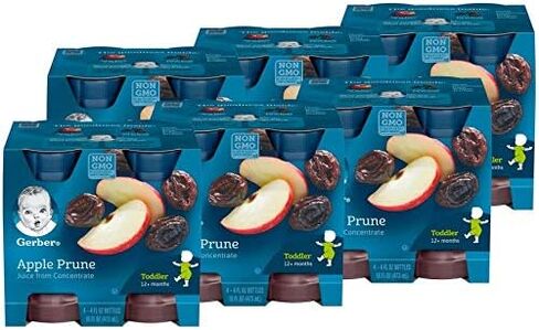 Gerber Apple Prune Juice, Non-GMO Juice from Concentrate, Made for Toddlers, 4-4 FL OZ Bottles Per Pack (Pack of 6) in Saudi Arabia