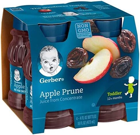 Gerber Apple Prune Juice, Non-GMO Juice from Concentrate, Made for Toddlers, 4-4 FL OZ Bottles Per Pack (Pack of 6) in Saudi Arabia