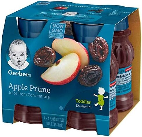 Gerber Apple Prune Juice, Non-GMO Juice from Concentrate, Made for Toddlers, 4-4 FL OZ Bottles Per Pack (Pack of 6) in Saudi Arabia