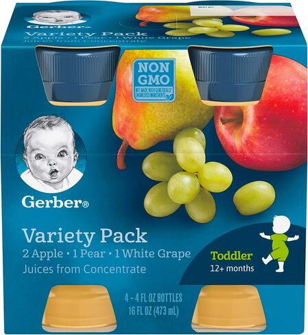 Gerber Juice Fruit 2 Apple, 1 Pear, 1 White Grape Juices from Concentrate Variety (Pack of 10) in Saudi Arabia