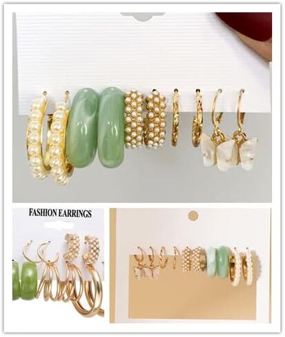 15 Pairs Butterfly Earring Set Creative Simple Inlaid Pearl Earrings Women in Saudi Arabia