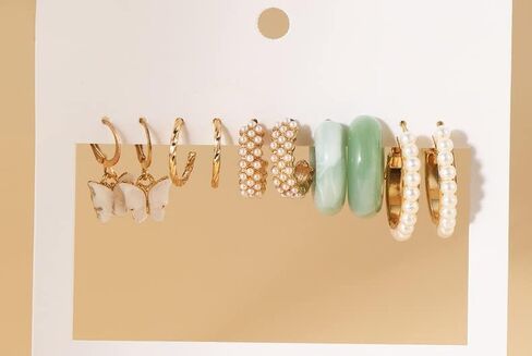 15 Pairs Butterfly Earring Set Creative Simple Inlaid Pearl Earrings Women in Saudi Arabia