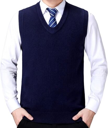 Men's Soft Touch Cardigan Sweater Regular Fit Knitted Top Middle-aged V Neck Buttons Casual Sweater Coat (Navy Blue 1,4X-Large) in Saudi Arabia