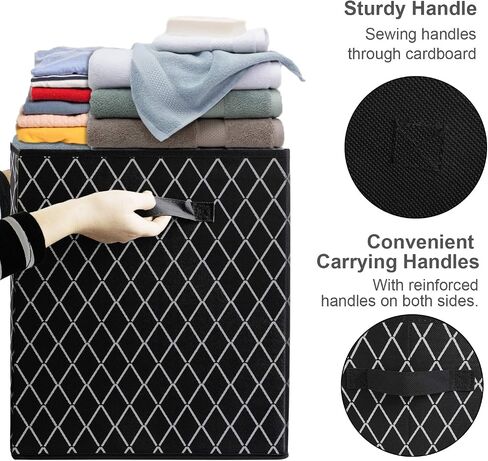 Toy Chest Box Storage Bins for Boys Girls, Kids Large Collapsible Sturdy Container Organizer with Fabric Flip-Top Lid & Handles for Clothes, Blanket, Nursery, Playroom, Bedroom 24.5x13x16 (Black) in Saudi Arabia