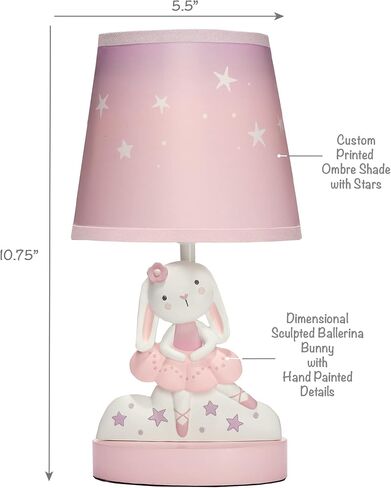 Bedtime Originals Tiny Dancer Bunny & Stars Pink Nursery Lamp with Shade & Bulb in Saudi Arabia