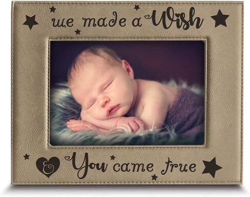 BELLA BUSTA- We made a Wish & You Came True- Baby Picture Frame- Baby shower - Baby Mother's Day -Father's Day -Engraved Leather Picture Frame (4 x 6 Horizontal) in Saudi Arabia