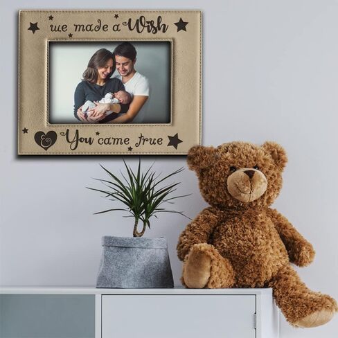 BELLA BUSTA- We made a Wish & You Came True- Baby Picture Frame- Baby shower - Baby Mother's Day -Father's Day -Engraved Leather Picture Frame (4 x 6 Horizontal) in Saudi Arabia