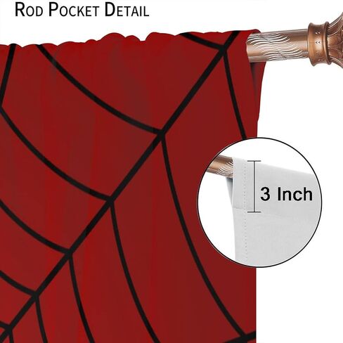 Super Hero Curtains for Kids, Black Red Spiderweb Window Treatments for Bedroom Cartoon Spider Blackout Window Drpaes for Boys Girls Play Room 42x54in in Kuwait