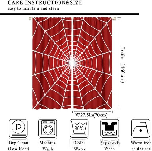 Super Hero Curtains for Kids, Black Red Spiderweb Window Treatments for Bedroom Cartoon Spider Blackout Window Drpaes for Boys Girls Play Room 42x54in in Kuwait