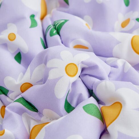 4 Pieces White Girls Toddler Bedding Set Orange Floral Style for Autumu and Winter.- Includes Adorable Quilted Flower Warm Comforter, Green Plaid Fitted Sheet, Top Sheet, and Pillow Case in Saudi Arabia
