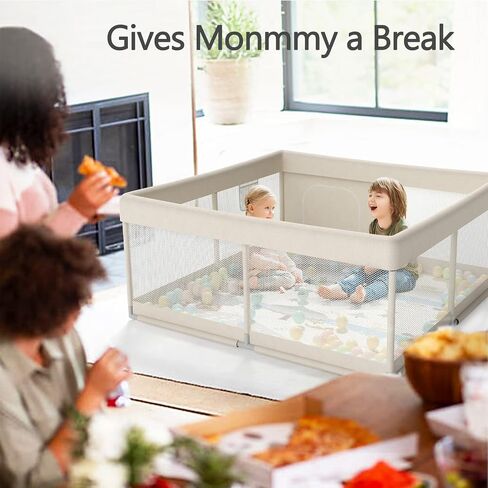 Fodoss Baby Playpen with Mat, Small PlayPen, 47"Pen for Apartment-Dark Gray | Playpen for Babies and Toddlers,Play Yard for Baby, Fence Play Area Playyard Activity Center in Saudi Arabia