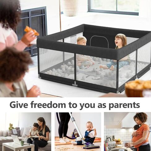 Fodoss Baby Playpen with Mat, Small PlayPen, 47"Pen for Apartment-Dark Gray | Playpen for Babies and Toddlers,Play Yard for Baby, Fence Play Area Playyard Activity Center in Saudi Arabia
