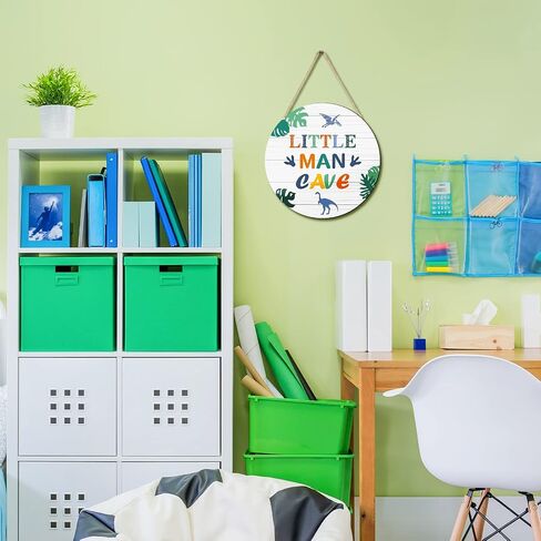 Little Man Cave Wooden Sign Dinosaur Quote Wood Plaque Nursery Hanging Wall Art Decor for Kids Toddler Boys Bedroom Playroom Living Room Decorations in Saudi Arabia
