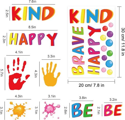 Whaline 9 Sheets Back to School Inspirational Quotes Window Clings Stickers Colorful Handprint Positive Sayings for Home Bedroom Living Room School Classroom Nursery Playroom Decoration, 100Pcs in Kuwait